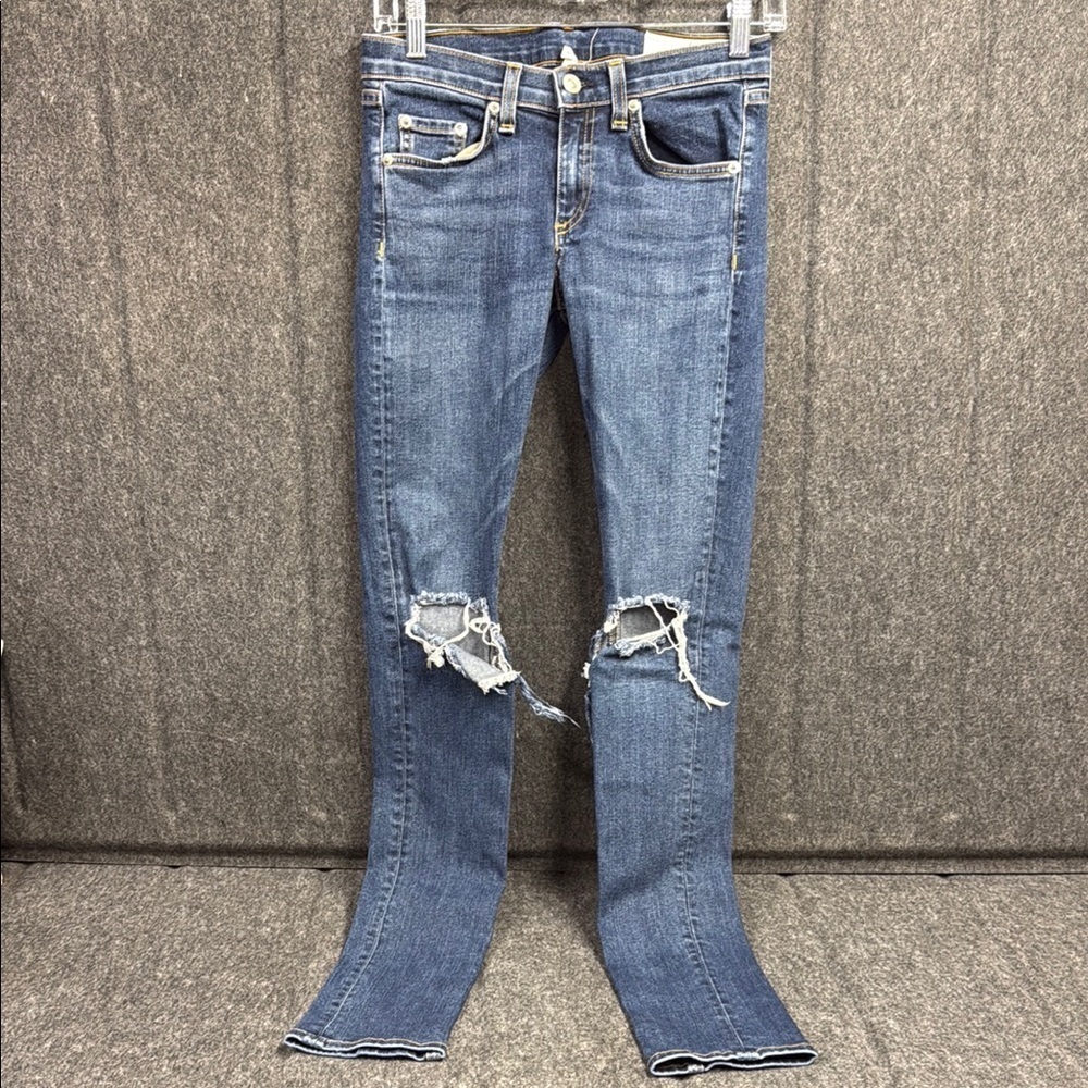 Rag & Bone Blue Skinny Jeans Distressed Casual